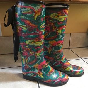 Dav weatherproof tall lace up rain boots women’s 9